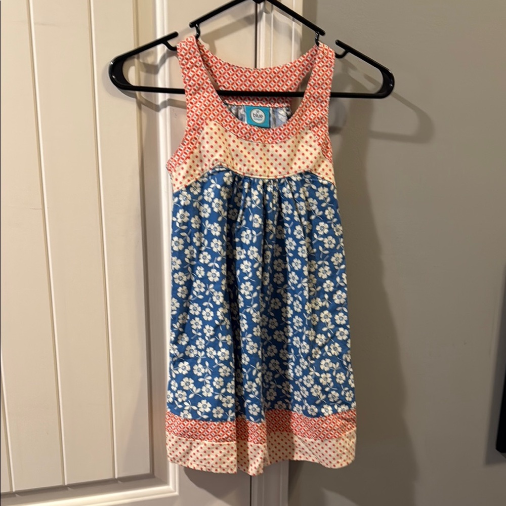 Floral Blue and Red Kids Dress